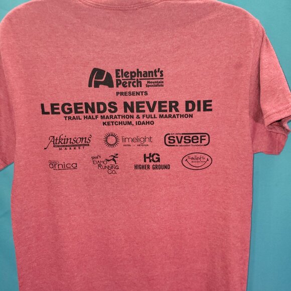 Legends Never Die Marathon Graphic Tee Shirt Gildan Ultra Cotton S Red - Picture 8 of 10